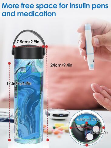 YOUSHARES 24H Insulin Cooler Bottle Insulin Pen Cooler Travel Case 1-5 Pens, Medication Cooler for Travel with TSA Approved Ice Pack, Portable Diabetes Travel Case for Long Trip and Daily (Blue) in Saudi Arabia
