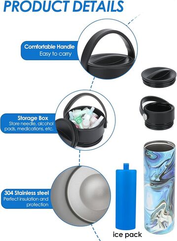 YOUSHARES 24H Insulin Cooler Bottle Insulin Pen Cooler Travel Case 1-5 Pens, Medication Cooler for Travel with TSA Approved Ice Pack, Portable Diabetes Travel Case for Long Trip and Daily (Blue) in Saudi Arabia