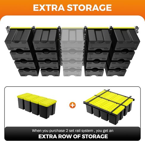 BEAMNOVA رف تخزين المرآب العلوي، قضبان صندوق السقف تخزين رفوف تخزين سقف المرآب المعدنية الثقيلة، نظام السكك الحديدية تخزين حمل علوي، تخزين الصندوق العلوي (أسود) 48 بوصة × 48 بوصة in Kuwait