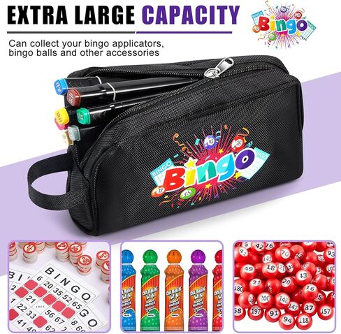 4 قطع من حقيبة Bingo Dauber المحمولة مع حزام حمل، حقائب Bingo كبيرة جدًا بسحاب، حقائب Bingo Dauber المحمولة، حقائب Bingo Tote، هدايا Bingo لمستلزمات ألعاب Bingo Lover in Kuwait