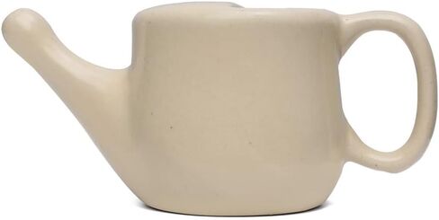 وعاء نيتي من السيراميك من كيماك بلس مع فتحة أنف مانعة للتسرب، سعة أفضل - يحمل 350 مل - مع قبضة مريحة - خالي من الرصاص وآمن للاستخدام في الميكروويف وغسالة الأطباق in Kuwait