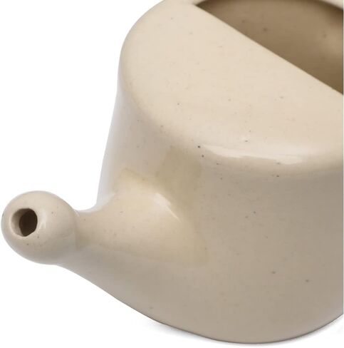 وعاء نيتي من السيراميك من كيماك بلس مع فتحة أنف مانعة للتسرب، سعة أفضل - يحمل 350 مل - مع قبضة مريحة - خالي من الرصاص وآمن للاستخدام في الميكروويف وغسالة الأطباق in Kuwait