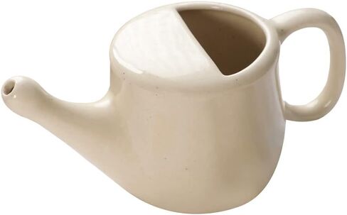 وعاء نيتي من السيراميك من كيماك بلس مع فتحة أنف مانعة للتسرب، سعة أفضل - يحمل 350 مل - مع قبضة مريحة - خالي من الرصاص وآمن للاستخدام في الميكروويف وغسالة الأطباق in Kuwait