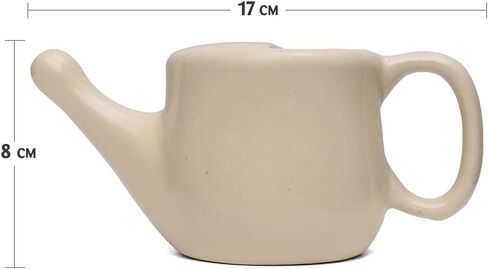 وعاء نيتي من السيراميك من كيماك بلس مع فتحة أنف مانعة للتسرب، سعة أفضل - يحمل 350 مل - مع قبضة مريحة - خالي من الرصاص وآمن للاستخدام في الميكروويف وغسالة الأطباق in Kuwait