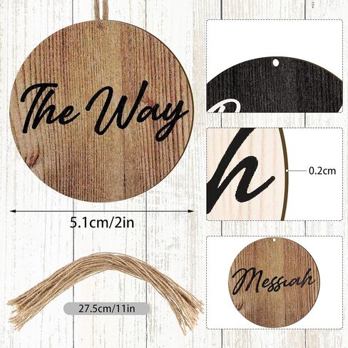 Names of Jesus Wood Christmas Ornaments Christmas Wood Slices with Savior Names Hanging Jesus Christ Ornaments Vintage Church Christmas Tree Decoration Religious Holiday Wedding (Vintage,72 Pcs) in Saudi Arabia