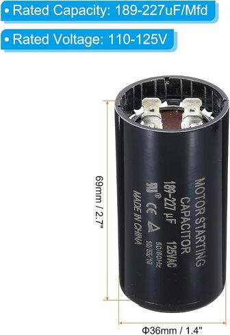 مكثف بدء تشغيل المحرك PATIKIL، 378-454 فائق التوهج/Mfd 110-125 فولت 50/60 هرتز CD60 مكثف تشغيل المحرك لبدء تشغيل المحرك الكهربائي in Saudi Arabia