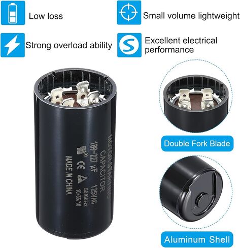 مكثف بدء تشغيل المحرك PATIKIL، 378-454 فائق التوهج/Mfd 110-125 فولت 50/60 هرتز CD60 مكثف تشغيل المحرك لبدء تشغيل المحرك الكهربائي in Saudi Arabia
