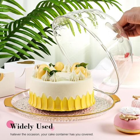 VGOODALL Cake Stand, Cake Holder with Gold Edge Cake Plate Server with Dome for Birthdays Weddings Anniversaries Christmas Easter 11.4×10×4.9 inch in Saudi Arabia