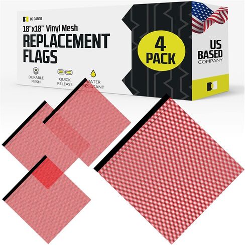 DC Cargo Quick Release Flag Mount Warning Flags for Truck Loads & Cars - DOT Compliant Mesh Safety Red Wide Load Flags | Oversize Load Flags for use with Oversized Load Signs - 2 Pack, 18" x 18" in Kuwait