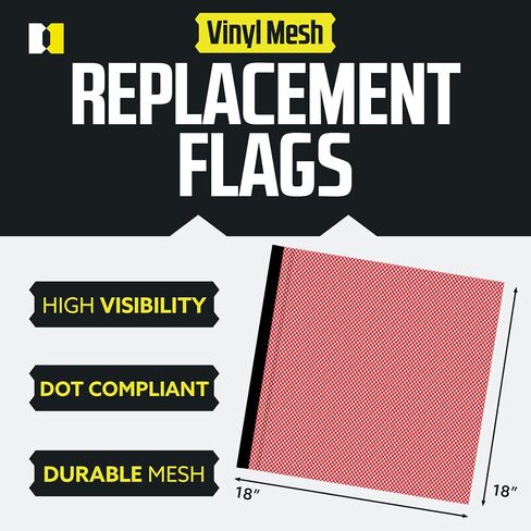 DC Cargo Quick Release Flag Mount Warning Flags for Truck Loads & Cars - DOT Compliant Mesh Safety Red Wide Load Flags | Oversize Load Flags for use with Oversized Load Signs - 2 Pack, 18" x 18" in Kuwait