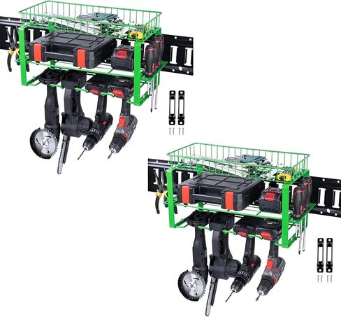 E-Track Power Tool Organizer, Heavy Duty Metal Tool Shelf, Utility Storage Rack in Trailers, Garages and Trucks with E-Track (Green) in Saudi Arabia