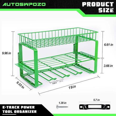 E-Track Power Tool Organizer, Heavy Duty Metal Tool Shelf, Utility Storage Rack in Trailers, Garages and Trucks with E-Track (Green) in Saudi Arabia