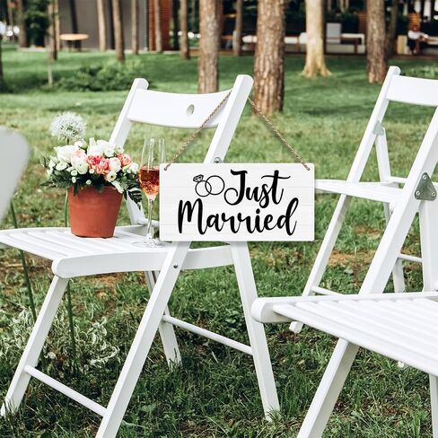 Just Married Sign Wall Hanging Just Married Decorations Wedding Accessories Stuff Wedding Decorations for Reception Engagement Wedding Party Wall Art Decor Wooden Sign Ring Bearer Sign in Saudi Arabia