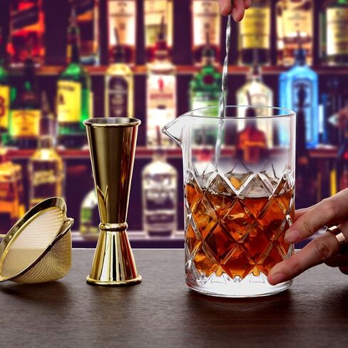 Cocktail Mixing Glass - 18 OZ Crystal Cocktail Stirring Glass, Thick Weighted Bottom - Bar Bartenders Tools Mixing Glass for Craft Bars & Professional Bartenders in Saudi Arabia