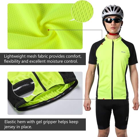 ARSUXEO Men's Short Sleeves Cycling Jersey Bicycle Bike Shirt Zipper pocket 655 in Saudi Arabia