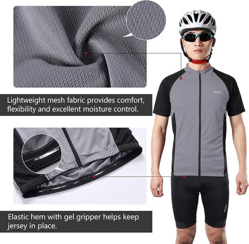 ARSUXEO Men's Short Sleeves Cycling Jersey Bicycle Bike Shirt Zipper pocket 655 in Saudi Arabia