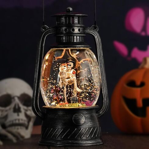 Harvest Scarecrow Fall Snow Globe, Lighted Snow Globe Lantern with Swirling Glitter, Battery Powered Autumn Fall Harvest Thanksgiving Home Decoration in Kuwait