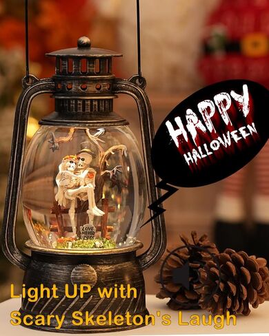 Harvest Scarecrow Fall Snow Globe, Lighted Snow Globe Lantern with Swirling Glitter, Battery Powered Autumn Fall Harvest Thanksgiving Home Decoration in Kuwait