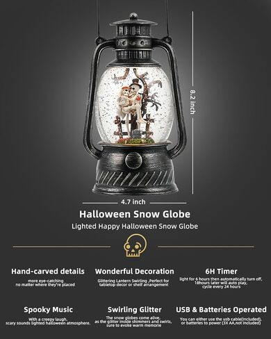 Harvest Scarecrow Fall Snow Globe, Lighted Snow Globe Lantern with Swirling Glitter, Battery Powered Autumn Fall Harvest Thanksgiving Home Decoration in Kuwait