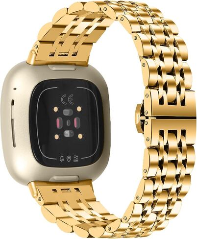 Watch Band Compatible with Fitbit Versa 3/Sense Strap, Stainless Steel Replacement Accessories Bracelet Adjustable Wristband in Saudi Arabia