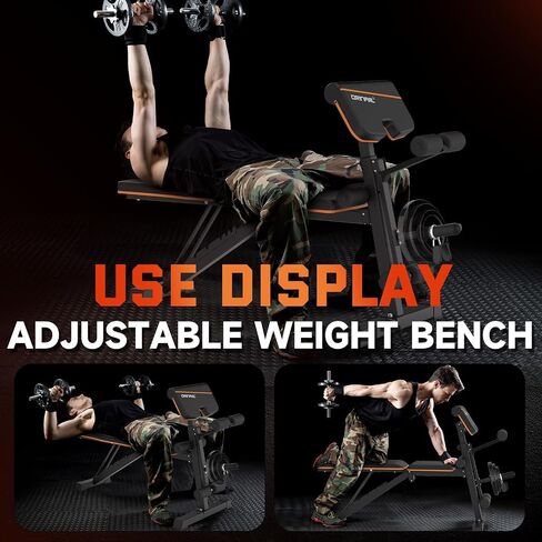 Orinar Weight Bench Press, Strength Training Adjustable Workout Benches for Full Body, Gym Benches for Incline Decline Exercise in Saudi Arabia