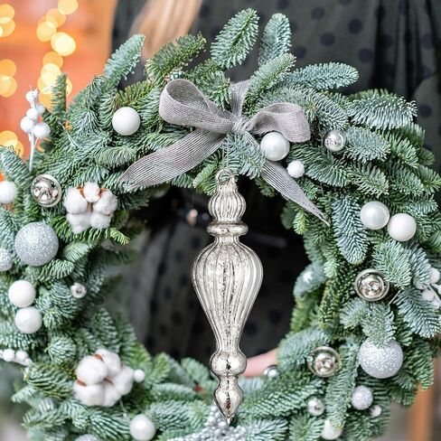 Mifoci 8 Pcs 6 Inch Christmas Finial Ornaments - Vintage Glass Hanging Decor for Holiday Tree (Silver) in Saudi Arabia