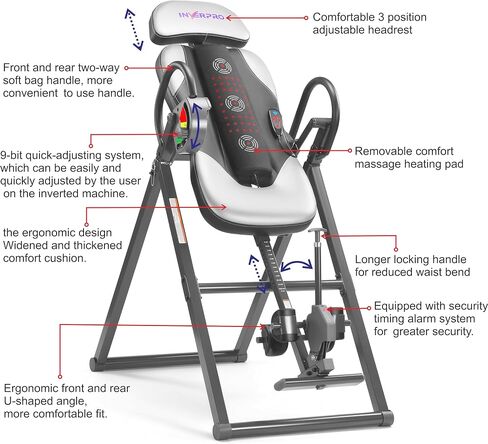 Model A Advanced Heat and Massage Heavy Duty Deluxe Inversion Table,320 lb Capacity,Gray/Black in Saudi Arabia