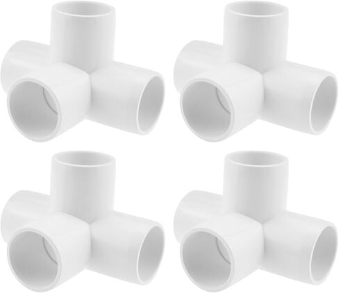SDTC Tech 4-Pack 1 بوصة 5 طرق PVC تركيب الكوع الأثاث الصف موصل الأنابيب DIY PVC الجرف حديقة دعم هيكل تخزين الإطار، أبيض in Kuwait