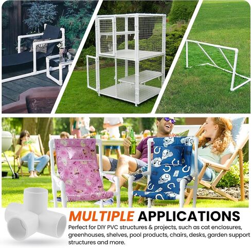 SDTC Tech 4-Pack 1 بوصة 5 طرق PVC تركيب الكوع الأثاث الصف موصل الأنابيب DIY PVC الجرف حديقة دعم هيكل تخزين الإطار، أبيض in Kuwait