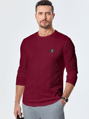 JMIERR Mens Casual Long Sleeve Knit Shirts Crew Neck Collar Pullover Sweatshirt in Saudi Arabia