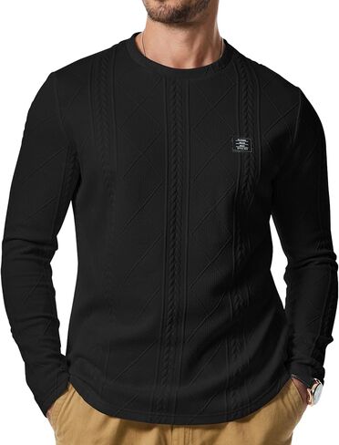 JMIERR Mens Casual Long Sleeve Knit Shirts Crew Neck Collar Pullover Sweatshirt in Saudi Arabia