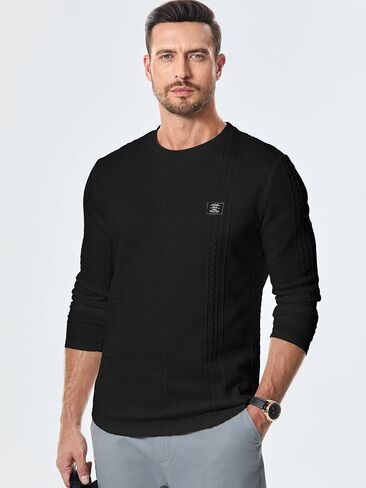 JMIERR Mens Casual Long Sleeve Knit Shirts Crew Neck Collar Pullover Sweatshirt in Saudi Arabia
