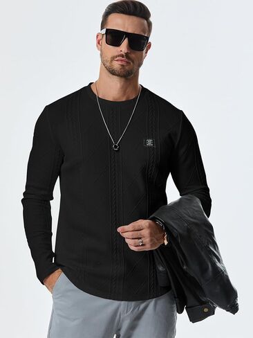 JMIERR Mens Casual Long Sleeve Knit Shirts Crew Neck Collar Pullover Sweatshirt in Saudi Arabia