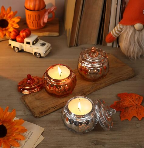 Pumpkin Shaped Candle Fall Autumn Farmhouse Decoration Halloween Candle Pumpkin Spice Scented Set of 3x4.5oz Christmas Candle Gift(Mix) in Saudi Arabia