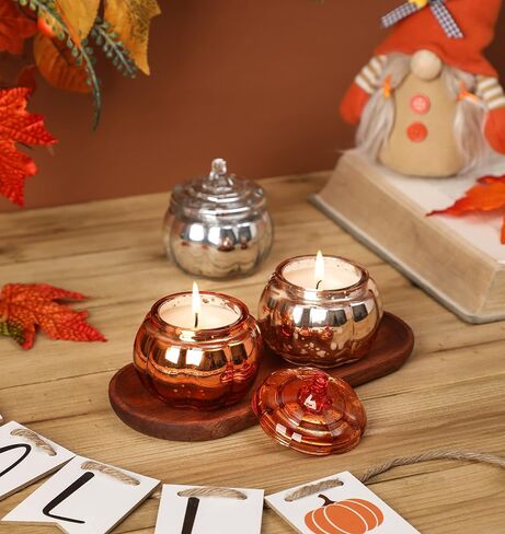 Pumpkin Shaped Candle Fall Autumn Farmhouse Decoration Halloween Candle Pumpkin Spice Scented Set of 3x4.5oz Christmas Candle Gift(Mix) in Saudi Arabia