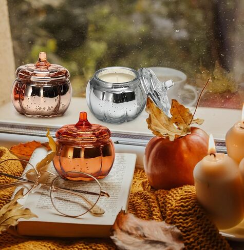 Pumpkin Shaped Candle Fall Autumn Farmhouse Decoration Halloween Candle Pumpkin Spice Scented Set of 3x4.5oz Christmas Candle Gift(Mix) in Saudi Arabia