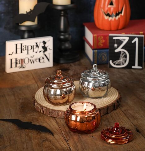 Pumpkin Shaped Candle Fall Autumn Farmhouse Decoration Halloween Candle Pumpkin Spice Scented Set of 3x4.5oz Christmas Candle Gift(Mix) in Saudi Arabia