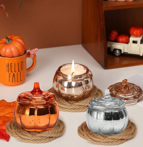 Pumpkin Shaped Candle Fall Autumn Farmhouse Decoration Halloween Candle Pumpkin Spice Scented Set of 3x4.5oz Christmas Candle Gift(Mix) in Saudi Arabia