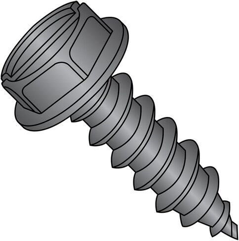 Small Parts 0604ABSWBZ Steel Sheet Metal Screw, Black Zinc Plated Finish, Hex Washer Head, Slotted Drive, Type AB, #6-20 Thread Size, 1/4" Length (Pack of 100) in Saudi Arabia