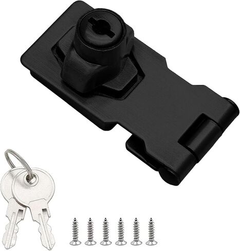 2.5 Inch Keyed Hasp Locks, Twist Knob Keyed Locking Hasp Latches Keyed for Small Doors, Cabinets (Black) in Saudi Arabia