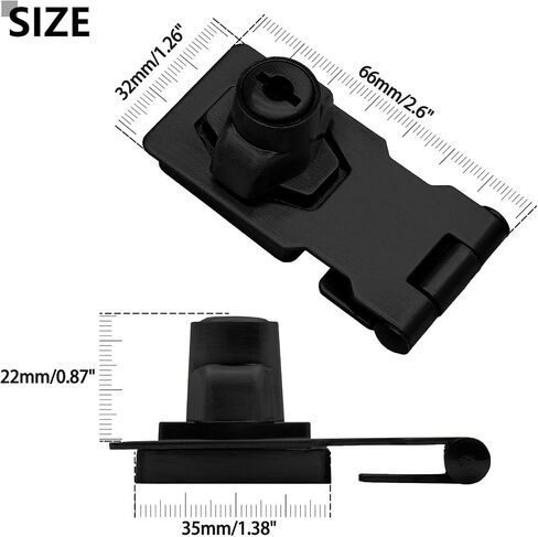 2.5 Inch Keyed Hasp Locks, Twist Knob Keyed Locking Hasp Latches Keyed for Small Doors, Cabinets (Black) in Saudi Arabia
