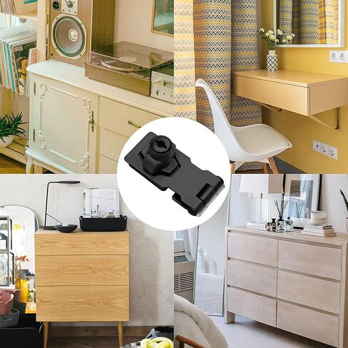 2.5 Inch Keyed Hasp Locks, Twist Knob Keyed Locking Hasp Latches Keyed for Small Doors, Cabinets (Black) in Saudi Arabia