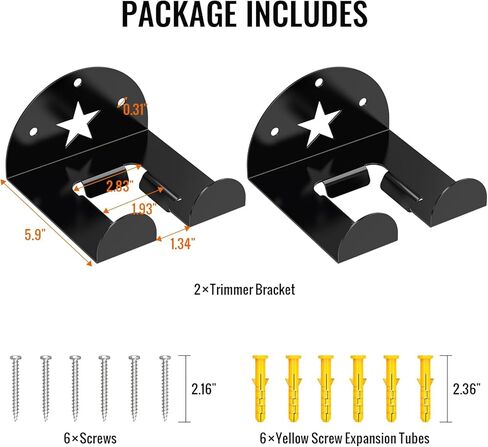 حامل أداة تشذيب الأعشاب على الحائط للتركيب على الحائط عالي التحمل في المرآب والحديقة وأداة كهربائية لتخزين أدوات تشذيب العشب وتشذيب التحوط (عبوة من قطعتين، أسود) in Kuwait