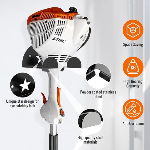 حامل أداة تشذيب الأعشاب على الحائط للتركيب على الحائط عالي التحمل في المرآب والحديقة وأداة كهربائية لتخزين أدوات تشذيب العشب وتشذيب التحوط (عبوة من قطعتين، أسود) in Kuwait