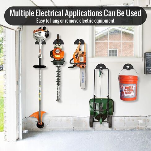 حامل أداة تشذيب الأعشاب على الحائط للتركيب على الحائط عالي التحمل في المرآب والحديقة وأداة كهربائية لتخزين أدوات تشذيب العشب وتشذيب التحوط (عبوة من قطعتين، أسود) in Kuwait