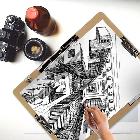لوح صلب/حافظة ليدجر مقاس 11 × 17 بوصة مع 3 مشابك تعمل برافعة وآلة حاسبة صغيرة، سواء بتنسيق وسائط أفقي أو عمودي، لوحة رسم رائعة وصديقة للبيئة باللون البني (عبوة واحدة) in Saudi Arabia