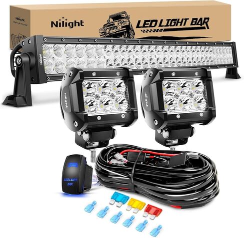 Nilight LED Light Bar 33Inch Triple Row Spot Flood Combo Lights Red Shell with Wiring Harness Kit for Fog Light Driving Light Work Light on Off-Road Truck SUV ATV UTV, 2 Years Warranty in Saudi Arabia
