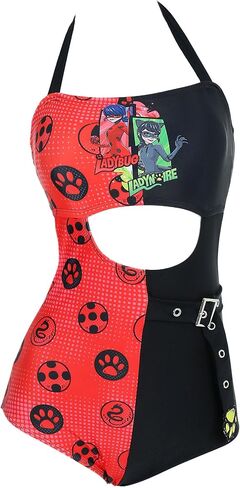 بدلة سباحة نسائية من Miraculous Ladybug and Lady Noir Beach هالتر قطعة واحدة in Kuwait