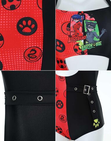 بدلة سباحة نسائية من Miraculous Ladybug and Lady Noir Beach هالتر قطعة واحدة in Kuwait