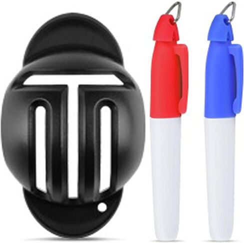 PGM Golf Ball Marker Liner Drawing Marker, Golf Ball Marker, Golf Ball Marker Stencil and 2 Color Golf Ball Markers, Golf Ball Line Marker Tool, Golf Ball Alignment Marking Tool for Golfer in Saudi Arabia